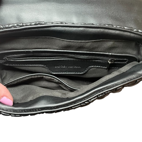 BADGLEY MISCHKA Black Vegan Leather Crossbody Bag Quilted Designer Adjustable - Picture 7 of 13